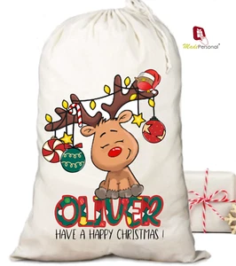 SACO SANTO DE NAVIDAD PERSONALIZADO - CUALQUIER NOMBRE - DISEÑO DE RENOS Y AMIGOS - Imagen 1 de 1