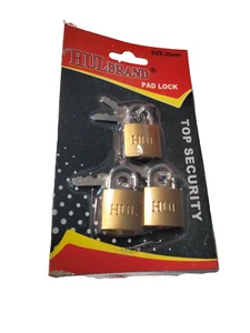 20mm Small Padlock 3 Pcs Suitcase Locks with 2 Keys Mini Padlock Brass Padlock - Picture 1 of 1