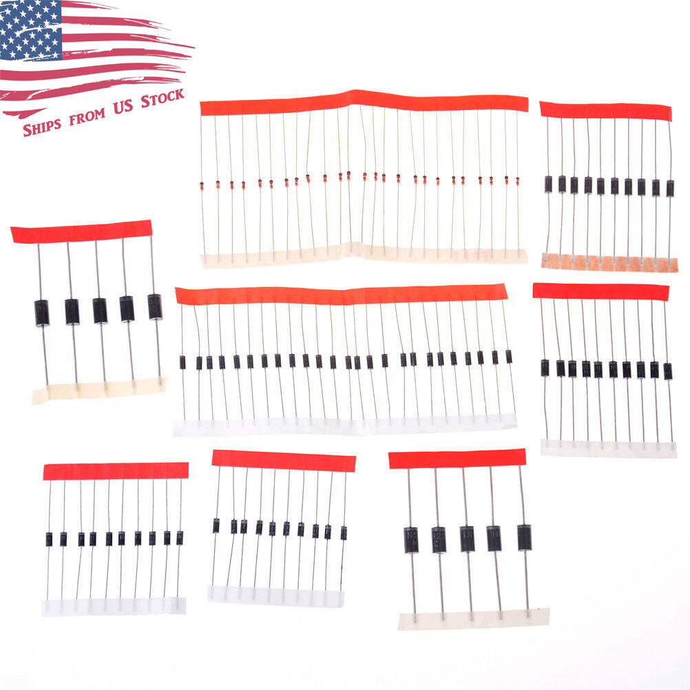 Schottky Rectifier & Switching Diode Assortment Kit - 100 Pieces, 8 Values. Available Now for $6.39