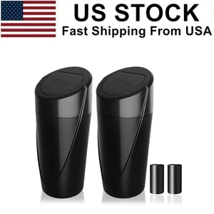 Car Trash Can Bin with Lid 2 Pack Car Garbage Can Cup Holder Garbage Trash Bin - Picture 1 of 7