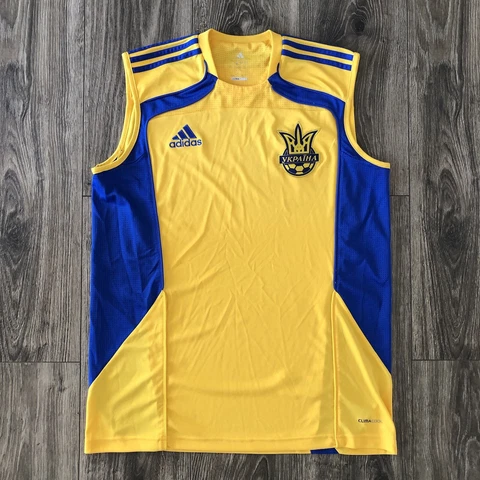 Ukraine Soccer MNT adidas Climacool Yellow Sleeveless Jersey Training Shirt M Cover