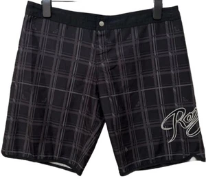 ROXY Women Black Grey Check Swim Board Shorts. Size 14. GUC #506 - Picture 1 of 9