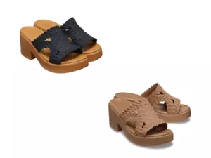 Crocs Brooklyn Woven Women's Slide Heel Sandal Black Sepia US Sizes 5 6 7 - Picture 1 of 13