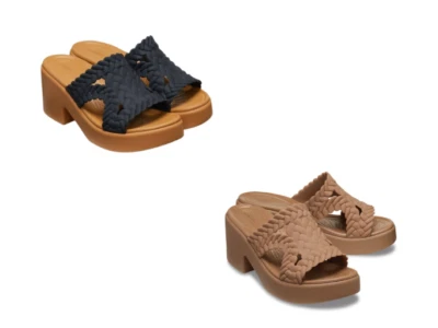 Sandalia Crocs Brooklyn tejida para mujer tacón deslizante negra sepia tallas EE. UU. 5 6 7 Foto 1 de 4