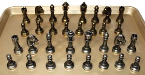 Italfama Staunton Brass Classic Metal Gold Silver Color Chess Men Set - No Board - Picture 1 of 9
