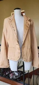 Andrew Marc XL Women Leather Jacket Coat Tan Beige l suede Neiman Nordstrom - Picture 1 of 14