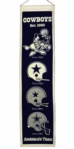 DALLAS COWBOYS HERITAGE BANNER W/ROPE AIKMAN DORSETT EMMITT STAUBACH - Picture 1 of 1