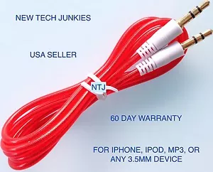 3.5mm male stereo audio aux auxiliary cable for iPod 7 iPhone 4 5 6 plus car mp3 - Picture 1 of 12