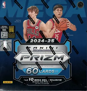 2024-25 PANINI PRIZM NBA BASKETBALL SEALED 60-CARD HOBBY MEGA BOX GREEN NEW FASC - Picture 1 of 2