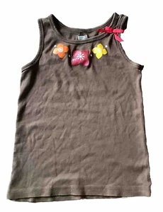 Crazy 8 Girls Tank Top Youth Size M Medium 8 Brown Solid Flowers GUC Summer - Picture 1 of 8