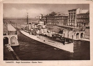 Postal Crucero Marina Real Italiana Giovanni delle Bande Nere Taranto Puerto - Imagen 1 de 2