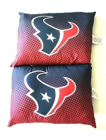 Houston Texans NFL Dot Decorative Plush Bed Pillows Blue/Red 20" x 26" Lot of 2 Cover