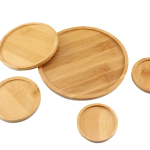 4Pcs Bamboo Plant Flower Trays Planter Pot Saucer Round Planters Indoor Plant - Picture 1 of 11