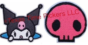 🔥 2 pcs Sanrio Kuromi Embroidered Iron On Patch Hello Kitty Anime Goth Kawaii - Picture 1 of 8