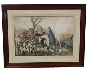 19th Century British School Fox Hunting Scene Hounds & Foxes Water Color Framed - Picture 1 of 7
