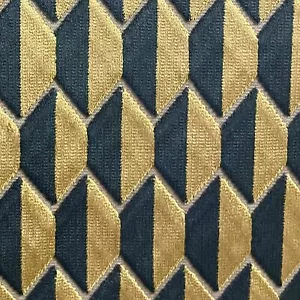 ROBERT ALLEN GEOMETRIC VELVET UPHOLSTERY FABRIC ALESSIO GEO BK BRONZE BY THE YD - Picture 1 of 3