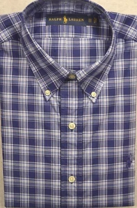 Ralph Lauren Blue Plaid Button-Front Shirt Sizes M NWT - Picture 1 of 1
