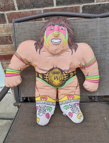 Vtg ‘90 Tonka Ultimate Warrior WWF Wrestling Buddies Pillow Buddy Plush EUC Cover