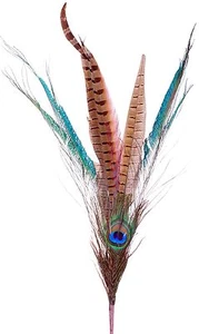 Peacock Pheasant Feather Pick Spray Stem 27" Natural Floral Craft Decor 163d - Picture 1 of 11
