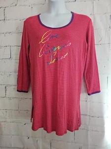 Victoria's Secret Camisa para Dormir Vestido de Noche Camiseta Mediana Rosa Rojo Rayas Estampado Gráfico - Imagen 1 de 12