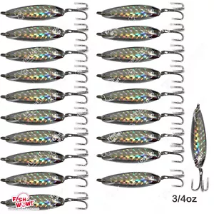 20pcs Silver Fish WOW! 3/4oz Fishing Spoon jigs trolling Casting crocodile baits - Picture 1 of 9