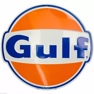 GULF Blechschild 61 cm ! Oil Gas US Racing Le Mans tin sign Benzin Öl Zapfsäule - Bild 1 von 1