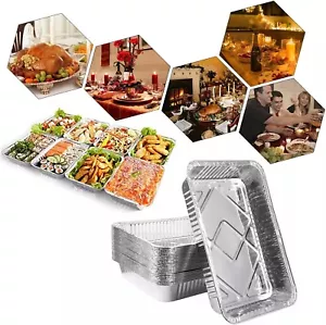 New Disposable Aluminium Foil Food Deep Baking BBQ Tray Cooking Oven Rolled Edge - Picture 1 of 6