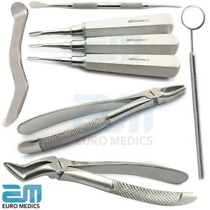 Luxating Surgical Extraction Kit Elevators Root Oral Surgery Tooth Forceps 8pcs - Picture 1 of 7