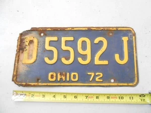 VINTAGE 1972 OHIO AUTO LICENSE PLATE D5592J TRUCK CAR FARM FRESH RAISED LETTER - Picture 1 of 4