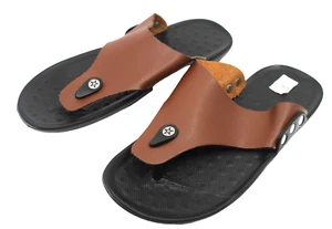 Größe US 10 / EU 44 Herren hellbraun / braun Leder solide Zange Flip Flop Sandalen - Bild 1 von 7