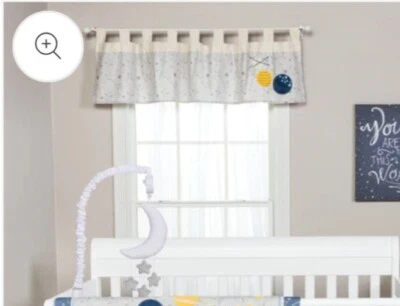 Kids Bedroom Valance. Space Starship Galaxy Embroidered Valance.  New.  - Image 1 of 4