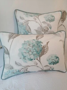 12"x18" cushion Cover laura ashley Hydrangea Duck egg fabric piped - Picture 1 of 6