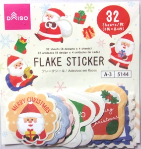 DAISO Christmas Holiday Santa Flake Sticker Japan 32 pieces - Picture 1 of 3