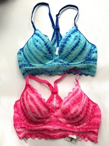 2 PACKUNGEN VICTORIA’S SECRET PINK SPITZE PUSH-UP BH BLAU SPITZE PULLOVER S SMALL NEU MIT ETIKETT - Bild 1 von 2
