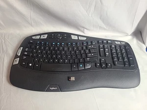 Logitech Wireless Wave K350 Keyboard - With USB Dongle - TESTED AND WORKING - Picture 1 of 12