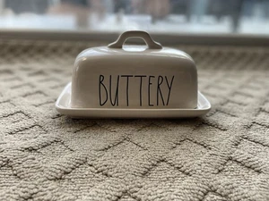 Rae Dunn Buttery Smooth BUTTER DISH  Full Stick Plate Lid Ceramic - Picture 1 of 14