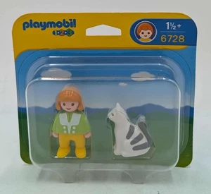 PLAYMOBIL 6728 Mädchen mit Katze 1.2.3 Figuren Kleinkind und Tier NEU - Picture 1 of 10