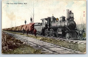 Postkarte Holzfällerzug in der Nähe von Cadillac Michigan Crew posiert - Bild 1 von 2