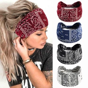 Wide Elastic Womens Headbands Turban Sport Yoga Knotted Hair Bands Wrap - Picture 1 of 54