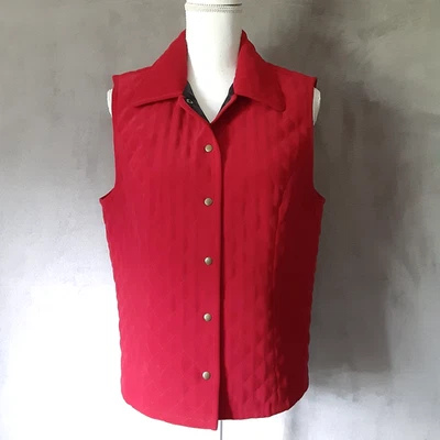 Talbots Vest Medium Red Classic Quilted Snap Front Lined Stretch Light Warmth - Image 1 of 4