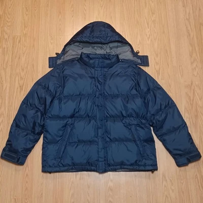 Eddie Bauer Premium Goose Down Puffer Jacket Mens 2XL Blue Hooded - Image 1 of 4