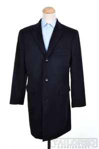 J.CREW Ludlow Solid Blue Wool Cashmere Mens Overocat Trench Jacket Coat - 42 L - Picture 1 of 9