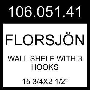 IKEA FLORSJON FLORSJÖN Wandregal mit 3 Haken beige 15 3/4x2 1/2" 106.051.41 - Bild 1 von 1