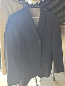 $695 Hugo Boss Men’s Regular Fit Virgin Wool Striped Suit Jacket Black Size 40R - Picture 1 of 1