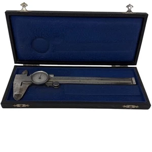 Calibro vintage Helios quadrante 6" acciaio inox misuratore in custodia originale - Foto 1 di 2
