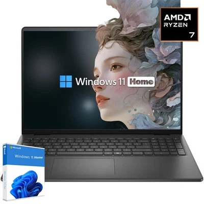 Dell Laptop 16 in 8 cores AMD Ryzen 7 Touch Backlit UpTo 64GB RAM 4TB Win 11 Pro