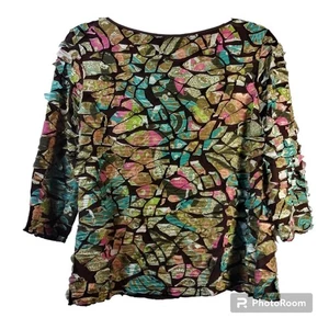 Blusa Top Sno Skins Vintage Y2K Arrugada Marrón Azul Rosa Artística Talla L - Imagen 1 de 7