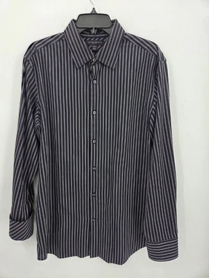 Banana Republic Shirt Mens Large Black Stripe Long Sleeve Button Up Slim Fit - Image 1 of 4