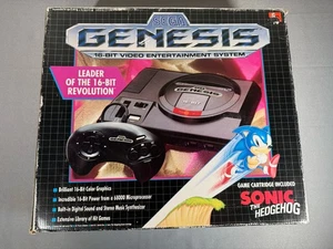 Sega Genesis Black Game Console Sonic The Hedgehog 100% Complete Mint - Picture 1 of 18
