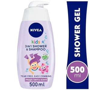 New Nivea 3in1 Kids Shower & Shampoo With Bio Aloe Vera Berry Scent 500 ml - Picture 1 of 5
